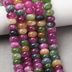 Mixed Color Natural White Jade Beads Strands, Dyed, Smooth Rondelle, Mixed Color, 8x5mm, Hole: 1mm, about 73~76pcs/strand, 14.57~15.16''(37~38.5cm)