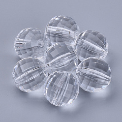 Clear Transparent Acrylic Beads, Faceted, Round, Clear, 29x29mm, Hole: 3.8mm, about 34pcs/500g