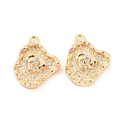 Real 18K Gold Plated Brass Micro Pave Cubic Zirconia Pendants, Irregular Oval, Real 18K Gold Plated, 13.5x11.5x3.5mm, Hole: 1.2mm