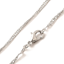 Платина 1.5мм стойка покрытие латунь сингапур цепи ожерелья для женщин мужчин, без кадмия и без свинца, 901 застежка из нержавеющей стали, долговечный, платина, 19.69 дюйм (50 см)
