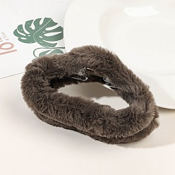 Coffee Fluffy Claw Hair Clips for Women, with Plastic Findings, Cloud, Coffee, 125x65x60mm