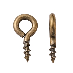 Antique Bronze Iron Screw Eye Pin Peg Bails, For Half Drilled Beads, Lead Free & Nickel Free, Antique Bronze, 8x4x1mm, Hole: 2mm