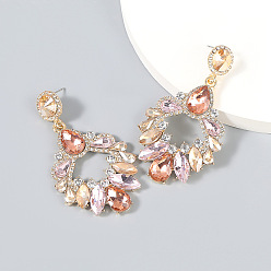 golden Vintage Geometric Glass Crystal Earrings for Women Bohemian Party Jewelry