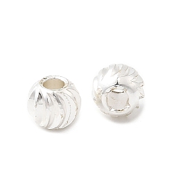 Серебро Рифленые круглые латунные бусины, долговечный, стойки покрытие, без свинца и без кадмия, серебряные, 5x4 мм, отверстие : 2 мм