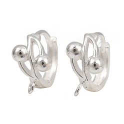 Посеребрённый Латунная фурнитура для хооп серег, без кадмия и без свинца, вишня, 925 серебро покрытием, 17x15x8.5 мм, отверстие : 1.6 мм, штифты : 1 мм