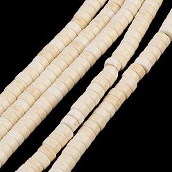 Creamy White Synthetic Turquoise Beads Strands, Heishi Beads, Dyed, Flat Round/Disc, Creamy White, 4x2mm, Hole: 1mm, about 170pcs/strand, about 15 inch