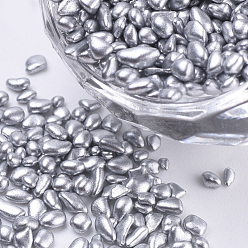 Silver Glass Seed Beads, Baking Varnish, Opaque Colours, For Nail Art Decoration, No Hole/Undrilled, Chip, Silver, 1.5~3.5x1~2x1~2mm, about 450g/bag