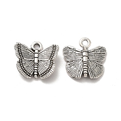 Antique Silver Tibetan Style Alloy Charms, Butterfly Charm, Antique Silver, 11.5x12x3mm, Hole: 1.2mm, about 1000pcs/500g