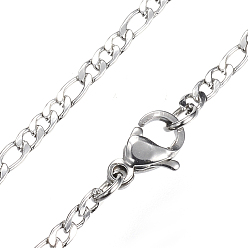 Stainless Steel Color 304 Stainless Steel Figaro Chain Necklaces, with Lobster Clasps, Stainless Steel Color, 17.7 inch(45cm), 2mm