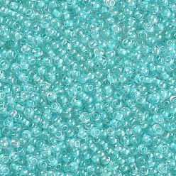 Бирюза Fgb 6/0 круглый стеклянный бисер класса А, прозрачные цвета внутри, блеск покрытием, бирюзовые, 6/0, 4x3 мм, отверстие : 1 мм, Около 4500 шт / фунт