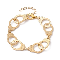 Light Gold Alloy Handcuff with Freedom Link Chain Necklaces for Men Women, Light Gold, 7-5/8 inch(19.5cm)