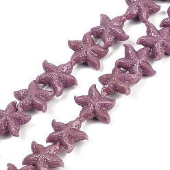 Средний Фиолетовый Нити резных бусин синтетического коралла, морская звезда, средне фиолетовый, 16~17x14~15x6~6.5 мм, отверстие : 0.8 мм, около 28 шт / нитка, 13.19'' (33.5 см)