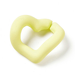 Light Goldenrod Yellow Opaque Acrylic Linking Rings, Quick Link Connectors, Macaron Color, Twisted Heart, for Curb Chain Making, Light Goldenrod Yellow, 18x20.5x8mm, Inner Diameter: 7.5x12mm
