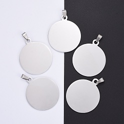 Stainless Steel Color 304 Stainless Steel Pendants, Manual Polishing, Blank Stamping Tags, Flat Round, Stainless Steel Color, 44x38x1.8mm, Hole: 4x8.5mm