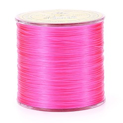 Hot Pink Flat Japanese Crystal Elastic Stretch Thread, for Bracelets Gemstone Jewelry Making Beading Craft, Hot Pink, 0.5mm, about 328 yards(300m)/roll