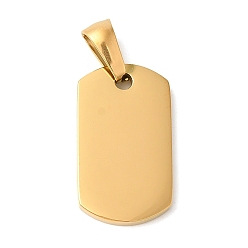 Golden Ion Plating(IP) 304 Stainless Steel Pendants, Rectangle Charm, Golden, 20.5x12x2mm, Hole: 7.5x3.5mm