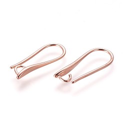 Rose Gold Brass Earring Hooks, with Horizontal Loop, Rose Gold, 19.5x8x2.5mm, Hole: 2mm, 18 Gauge, Pin: 1mm