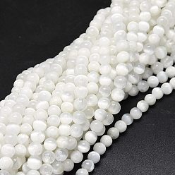 Selenite Natural Selenite Beads Strands, Round, 6~6.5mm, Hole: 0.8mm, about 58~ 62pcs/strand, 15 inch(38cm)