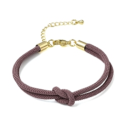 Rosy Brown 3MM Round Nylon Braided Cord Bracelet Making, Knot, with Golden 202 Stainless Steel Lobster Clasp & Brass Finding, Rosy Brown, 6.69x0.39 inch(17x1cm)