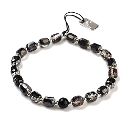 Черный Мобильные ремни из нержавеющей стали и стеклянных бусин, чёрные, 12~12.5 см
