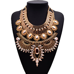 mining gold Crystal Lock Necklace - Fashionable Alloy Jewelry for Women's Collarbone