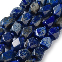 Lapis Lazuli Natural Lapis Lazuli Beads Strands, with Seed Beads, Faceted, Rhombus, 12~15x9~12x9~12mm, Hole: 1~1.2mm, about 20~21pcs/strand, 15.20~15.51 inch(38.6~39.4cm)