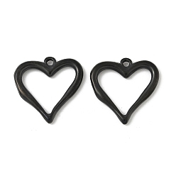 Черный 304 подвески из нержавеющей стали, шарма сердца, ионное покрытие (ip), чёрные, 23.5x23.5x3 мм, отверстие : 1.8 мм