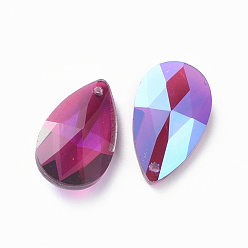 Фуксиновый Стеклянные стразы подвески, граненые, слеза, красно-фиолетовые, 22x13x7.5 мм, отверстие : 1.5 мм
