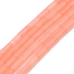 Коралловый Бусины из натурального белого нефрита, колонка, окрашенные, коралл, 8~8.5x4 мм, отверстие : 0.8 мм, около 46~47 шт / нитка, 15.35''~15.55'' (39~39.5 см)