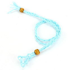 Голубой Регулируемый плетеный мешочек из хлопкового шнура макраме изготовление ожерелья, сменный камень, с деревянный шарик, голубой, 27-1/2 дюйм (700 мм)