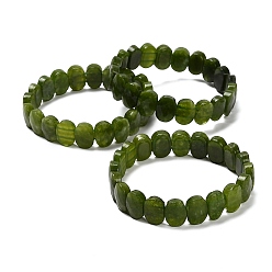 Светло-зеленый Коричневый Овальные браслеты из натурального малайзийского нефрита с бусинами, оливковый, внутренний диаметр: 2-3/8 дюйм (6 см)