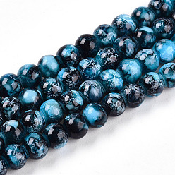 Светло-Голубой Выпечка окрашенные стеклянные бусины, круглые, Небесно-голубой, 6~6.5 мм, отверстие : 1 мм