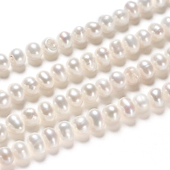 Antique White Natural Cultured Freshwater Pearl Beads Strands, Rondelle, Antique White, 4~5x4mm, Hole: 0.5mm, about 51pcs/strand, 7.68 inch(19.5cm)