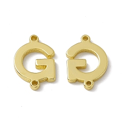 Letter G Rack Plating Brass Connector Charms, Real 18K Gold Plated, Long-Lasting Plated, Cadmium Free & Nickel Free & Lead Free, Letter Links, Letter.G, 14x9.5x1.5mm, Hole: 1mm