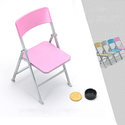 Pearl Pink Plastic Dolls Folding Chair, Miniature Furniture Toys, for American Girl Doll Dollhouse Decoration, Pearl Pink, 210x110x30mm