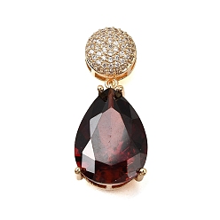 Темно-Красный Кулон из циркония, слезинки, реальный 18 k позолоченный, темно-красный, 30.5 мм, отверстие : 4x2.5 мм