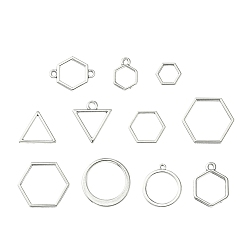 Antique Silver 10Pcs Alloy Open Back Bezel Pendants and Links, Filling Accessories, for Epoxy Resin, Resin Jewelry Making, Mixed Shapes, Antique Silver, 10~22x10~22mm