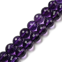 Amethyst Natural Amethyst Beads Strands, Faceted(128 Facets), Round, Grade A, 9.5~10mm, Hole: 1.2mm, about 39pcs/strand, 14.61~14.76 inch(37.1~37.5cm)