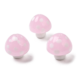 Pink Perles lampwork, perles au chalumeau, faits à la main, champignon à pois, rose, 24.5x23.5mm, Trou: 2mm