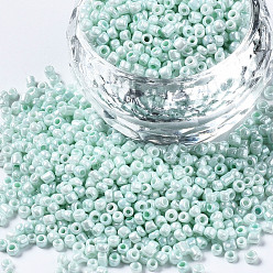 Pale Turquoise Glass Seed Beads, Baking Paint, Round Hole, Round, Pale Turquoise, 2~3x1.5~2mm, Hole: 0.8mm, about 450g/Pound