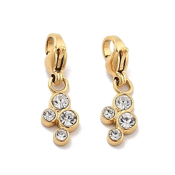 Кристалл 304 подвески из нержавеющей стали со стразами, украшения с застежкой в виде клешни лобстера, ионное покрытие (ip), реальный 14 k позолоченный, кристалл, 22.5 мм