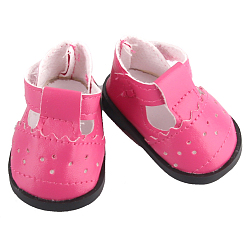 Deep Pink Imitation Leather Doll Shoes, for 18 "American Girl Dolls BJD Accessories, Deep Pink, 55x33x28mm