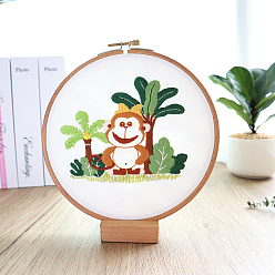 Monkey DIY Display Decoration Embroidery Kit, including Embroidery Needles & Thread & Fabric, Monkey Pattern, 118x124mm
