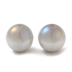 Gainsboro Iridescent Opaque Resin Beads, Candy Beads, Round, Gainsboro, 12x11.5mm, Hole: 2mm