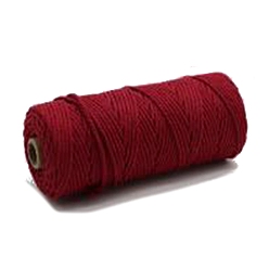 Dark Red Cotton String Threads, Macrame Cord, Decorative String Threads, for DIY Crafts, Gift Wrapping and Jewelry Making, Dark Red, 4mm, about 109.36 Yards(100m)/Roll