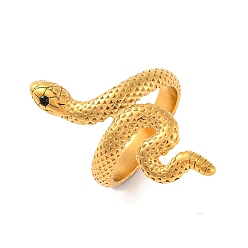 Золотой Ионное покрытие (IP) 304 кольца из нержавеющей стали со стразами и змеиной оберткой для женщин, золотые, 33 мм, размер США 6 (16.5 мм)
