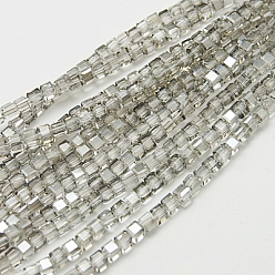 Gray Electroplate Glass Beads Strands, Half Plated, Faceted Round, Gray, 3mm, Hole: 1mm, about 100pcs/strand, 11.5 inch