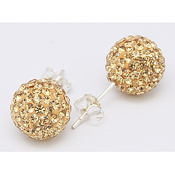 246_Lt. Colorado Topaz Gifts for Her Valentines Day 925 Sterling Silver Austrian Crystal Rhinestone Ball Stud Earrings for Girl, Round, 246_Lt. Colorado Topaz, 17x8mm