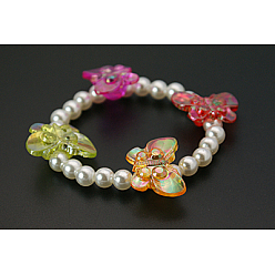 Farbig Kinder Armbänder, mit Imitationsperle Acrylperlen und transparente Acryl-Perlen, Farbig, 45 mm