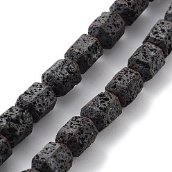 Lava Rock Natural Lava Rock Beads Strands, Frosted, Hexagon, 7~9x6.5x6mm, Hole: 1mm, about 48pcs/strand, 15.55''(39.5cm)